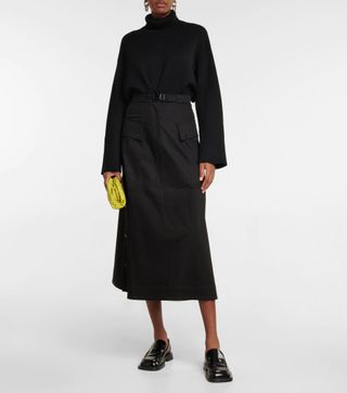 Moncler + Cotton Garbine Midi Skirt