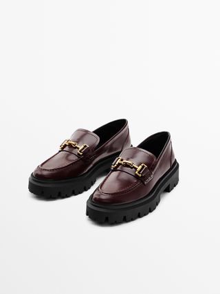 Massimo Dutti + Leather Track-Sole Loafers