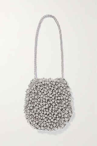 Oroton + Vera Luxe Beaded Silver-Tone Shoulder Bag