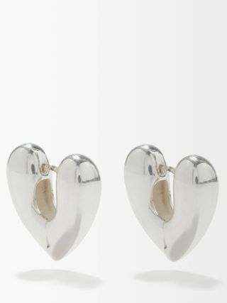 Annika Inez + Heart Large Sterling-Silver Hoop Earrings