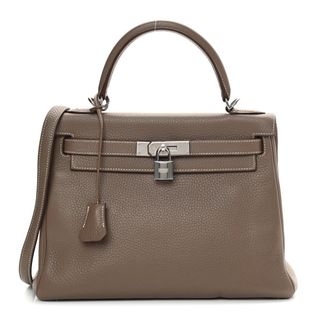 Hermès + Taurillon Clemence Kelly Retourne 28 Etoupe Bag