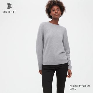 Uniqlo + 100% Cashmere 3D Knit Seamless Crew Neck Jumper