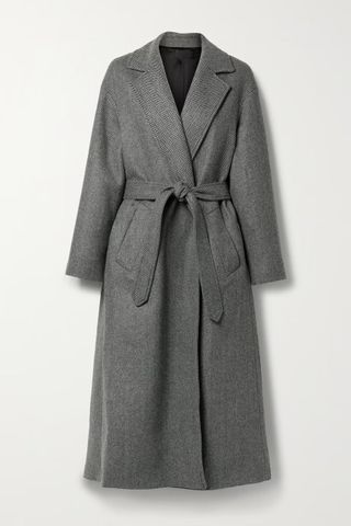 Nili Lotan + Clemence Belted Herringbone Wool Coat