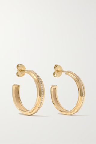 Azlee + Staircase 18-Karat Gold Diamond Hoop Earrings