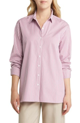 Nordstrom + Women's Everyday Stripe Poplin Button-Up Shirt