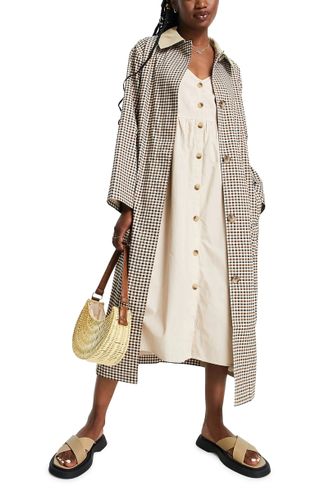 Asos Design + Gingham Trench Coat