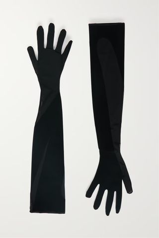 Wolford + Flocked Stretch-Tulle Gloves