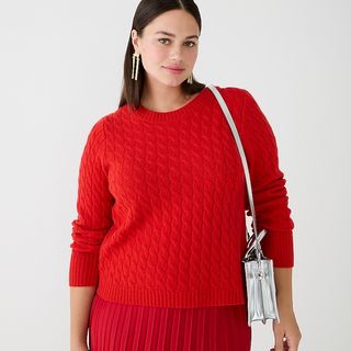 J.Crew + Cashmere Cable-Knit Crewneck Sweater