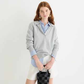 J.Crew + Cashmere Collared V-Neck Sweater