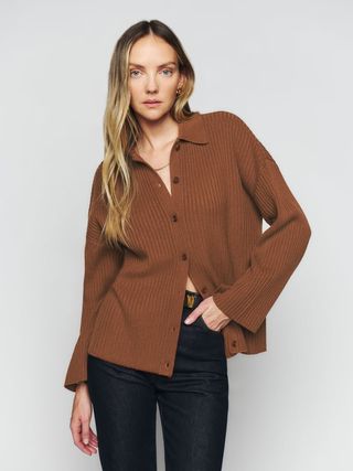 Reformation + Fantino Cashmere Collared Cardigan