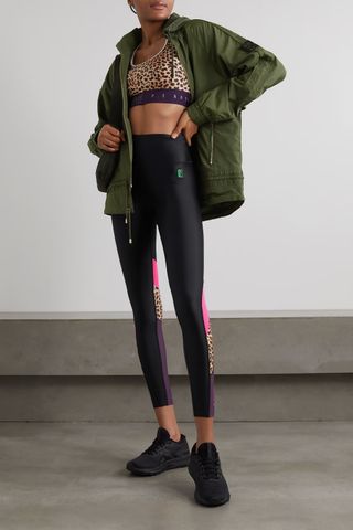 P.E Nation + Del Mar Paneled Printed Stretch Recycled Leggings