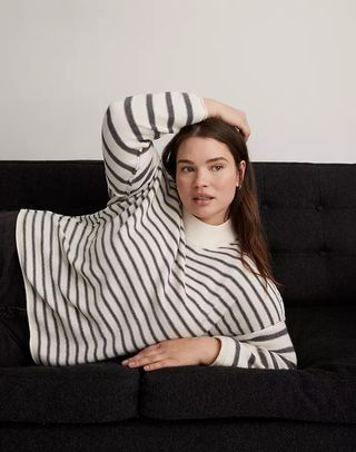 Madewell + Stripe-Play Mockneck Pullover Sweater