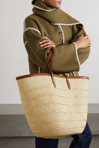 Hunting Season + Iraca Leather-Trimmed Woven Raffia Tote