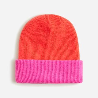 J.Crew + Colorblocked Ribbed Beanie in Supersoft Yarn
