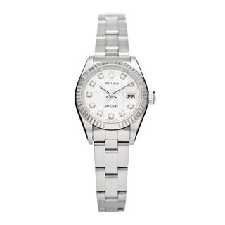Rolex + Stainless Steel 18k White Gold Diamond 26mm Oyster Perpetual Datejust Watch Silver Jubilee 79174
