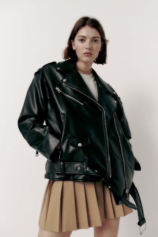 Zara + Faux Leather Oversized Jacket
