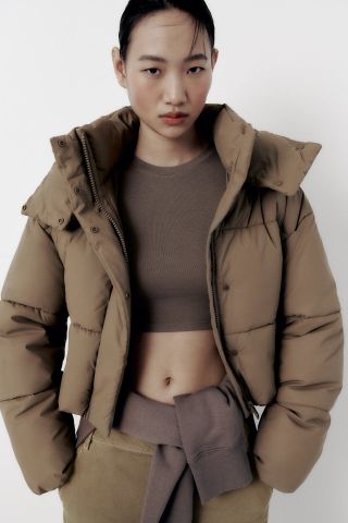 Zara + Rubberized Puffer Jacket