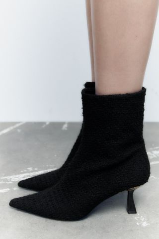 Zara + Fabric Heeled Ankle Boots