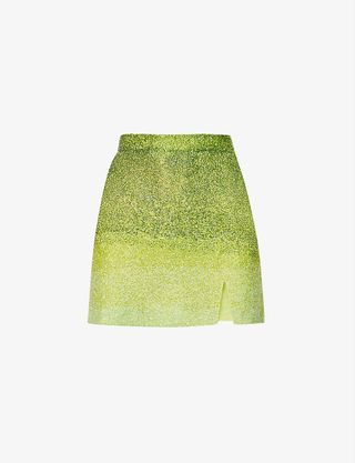 Clio Peppiatt + Gradient Crystal-Embellished Stretch-Woven Mini Skirt