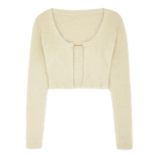 Jacquemus + La Maille Neve Manches Off-White Brushed-Knit Top