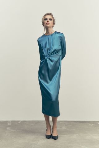 Zara + Knotted Satin Effect Dress