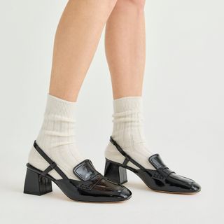 J.Crew + Layne Slingback Loafer Heels in Crinkle Leather