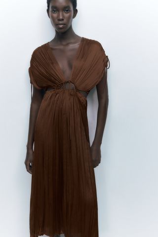 Zara + Satin Effect Cut-Out Dress