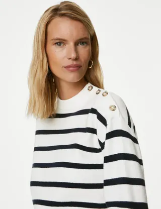 Marks & Spencer + Soft Touch Striped Crew Neck Jumper