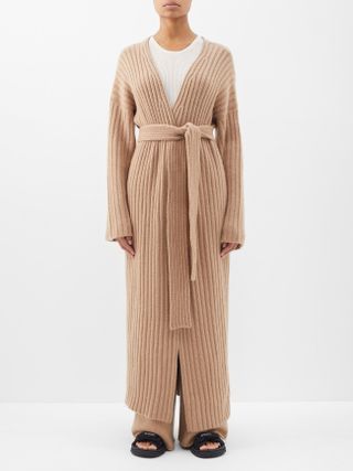 Raey + Belted Rib-Knit Responsible Cashmere Maxi Cardigan