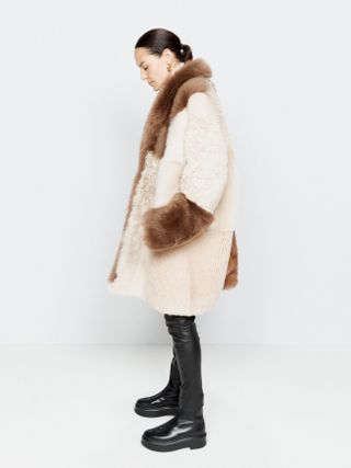 Raey + Patchwork Shearling Coat