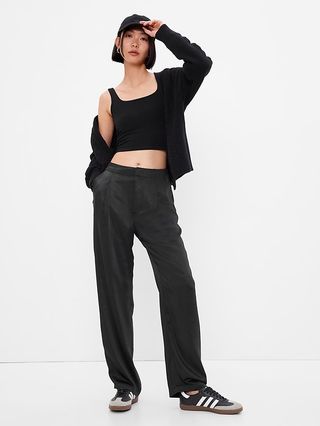 Gap + High Rise Pleated Satin Trousers