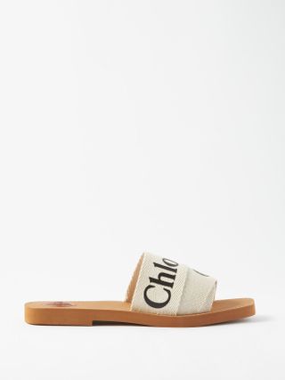 Chloé + Woody Canvas and Leather Slides