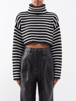 The Frankie Shop + Athina Striped Cropped Wool-Blend Sweater