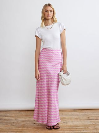 Kitri + Layla Pink Wavy Tile Skirt