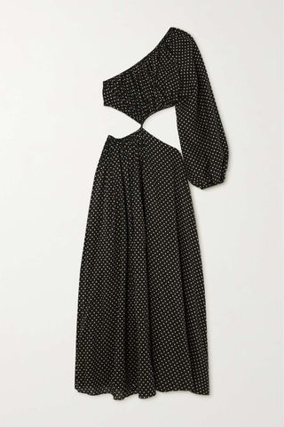 Matteau + Asymmetric Cutout Polka-Dot Cotton and Silk-Blend Maxi Dress