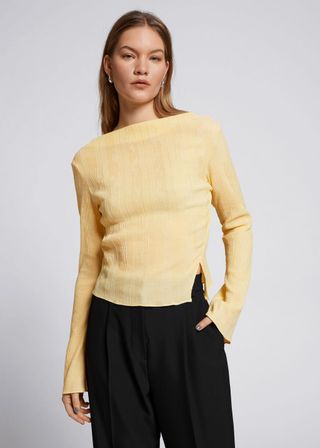 & Other Stories + Cropped Asymmetric Frilled Top