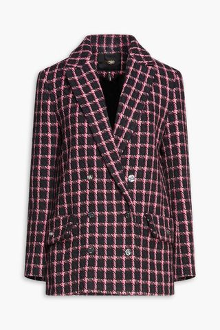 Maje + Double-Breasted Houndstooth Blazer