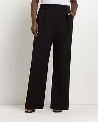 River Island + Plus Pleated Wide Leg Trousers