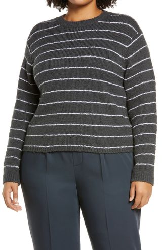 Vince + Stripe Pebbled Organic Cotton Blend Sweater