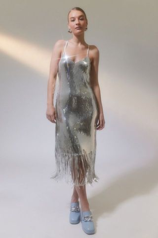 Glamorous + Sequin Fringe Midi Dress