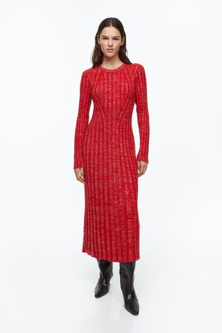 H&M + Glittery Rib-Knit Dress