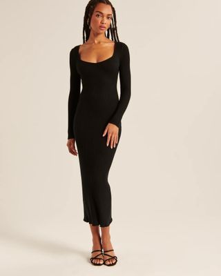 Abercrombie & Fitch + Long-Sleeve Ribbed Maxi Sweater Dress