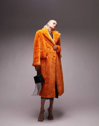 Topshop + Oversized Long-Line Faux Fur Coat