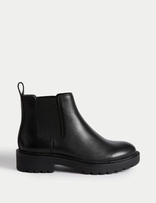 M&S Collection + Wide Fit Leather Chelsea Boots
