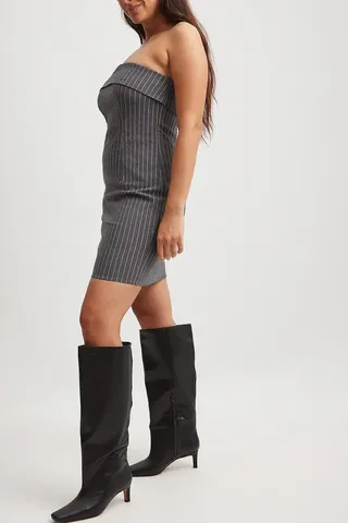 NA-KD + Leather Stiletto Wide Shaft Boots