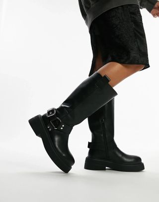 Topshop + Wide Fit Rambo Chunky Biker Boot