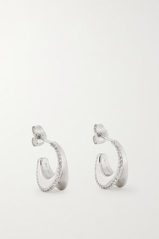 By Pariah + O Huggies Mini Recycled Sterling Silver Sapphire Hoop Earrings