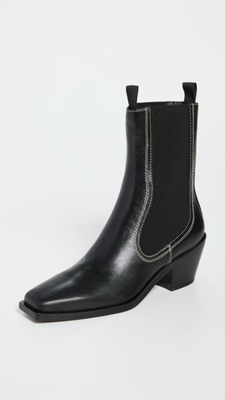 Loeffler Randall + Nat Midheel Western Ankle Boots With Gore