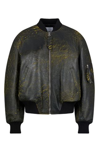 The Attico + Anja Punk Paint Splatter Oversize Leather Bomber Jacket