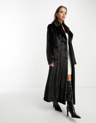 Mango + Longline Faux Fur Coat